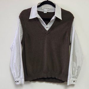 Large Cathy Daniels Women's V-Neck Collar 2 in 1 Office Sweater Vest